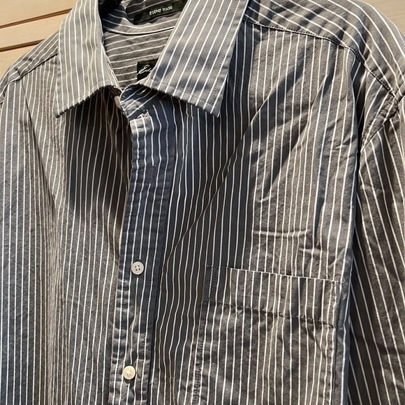 Like new soft cotton Eddie Bauer shirt gray and white stripe XL tall - Picture 4 of 6